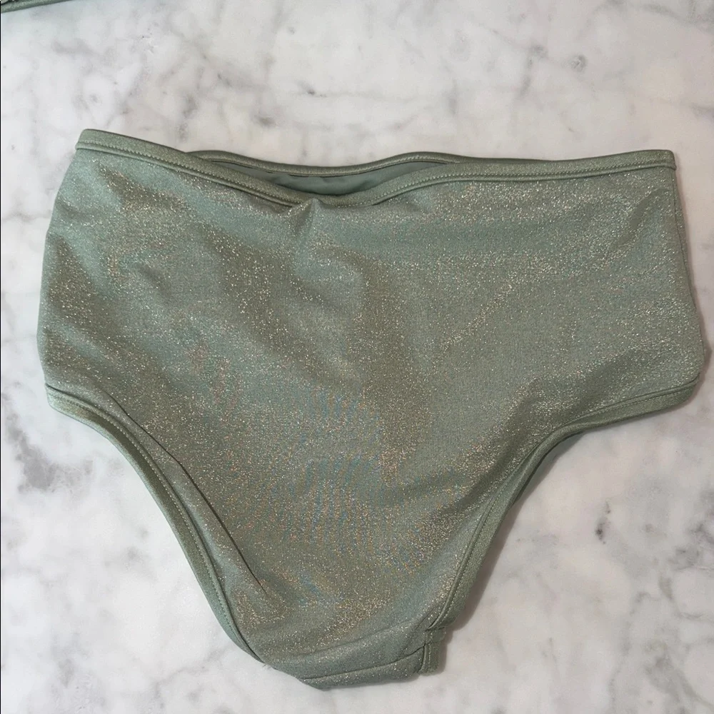NWT Zimmermann Sage Green Shimmer Waverly Bikini Set 6Y